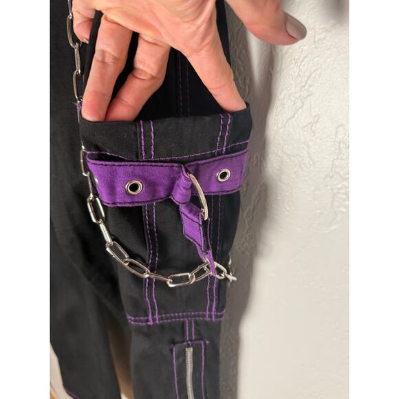 Tripp NYC Women's Y2K Streetwear Rave Bondage Black Purple Cargo Jeans Chains 5 - Picture 11 of 16